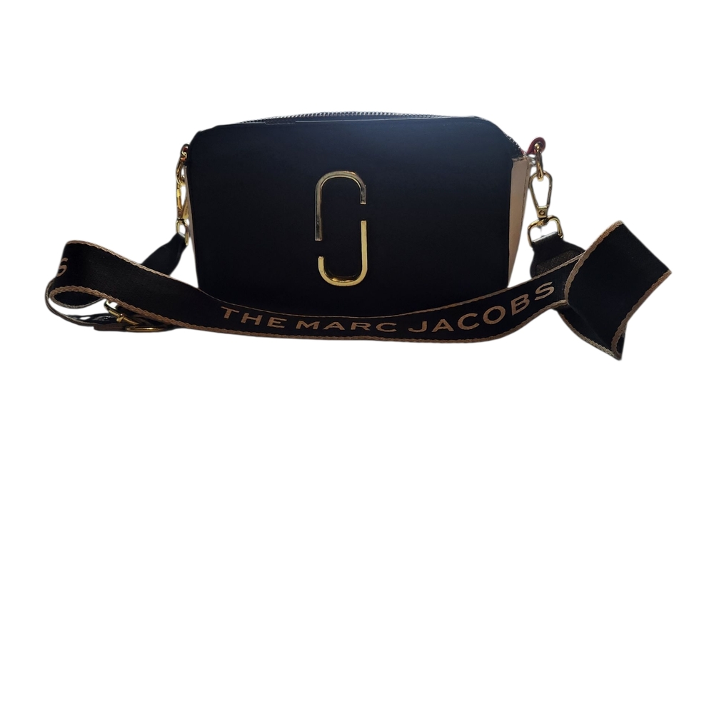 Marc Jacobs Black Crossbody Camera Bag with Gold Hardware